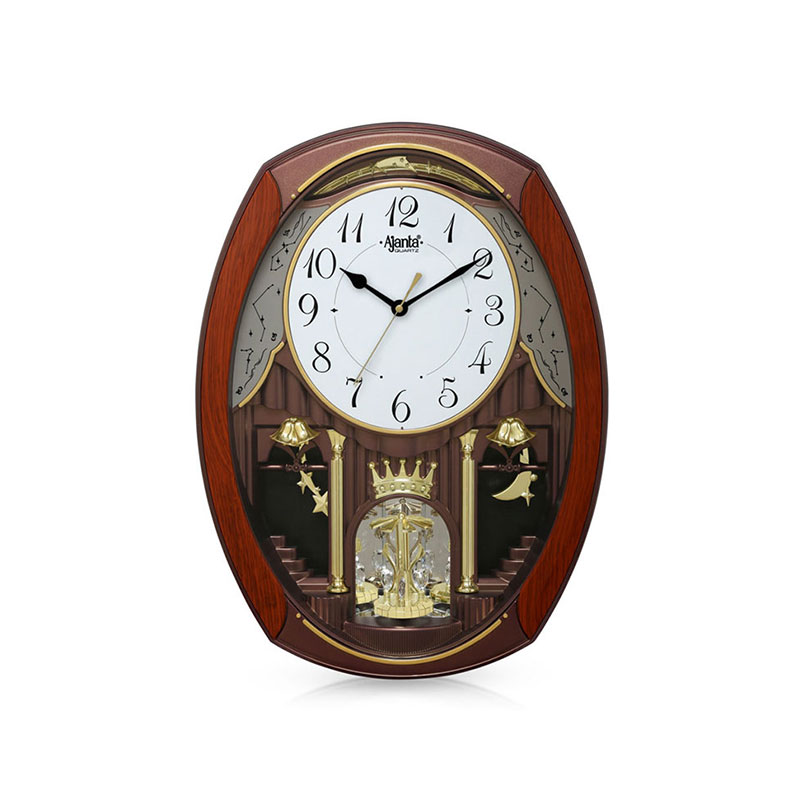 1-Classic-Musical-Pendulum-Quartz-Wall-Clock-with-Decorative-Diamonds-–-2927-–-Brown Pendulum Clock