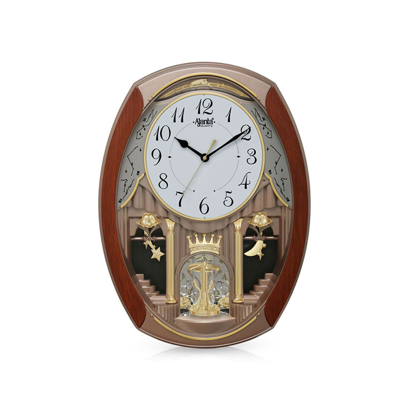 1-Classic-Musical-Pendulum-Quartz-Wall-Clock-with-Decorative-Diamonds-–-2927-–-New-Copper Musical Pendulum Clock