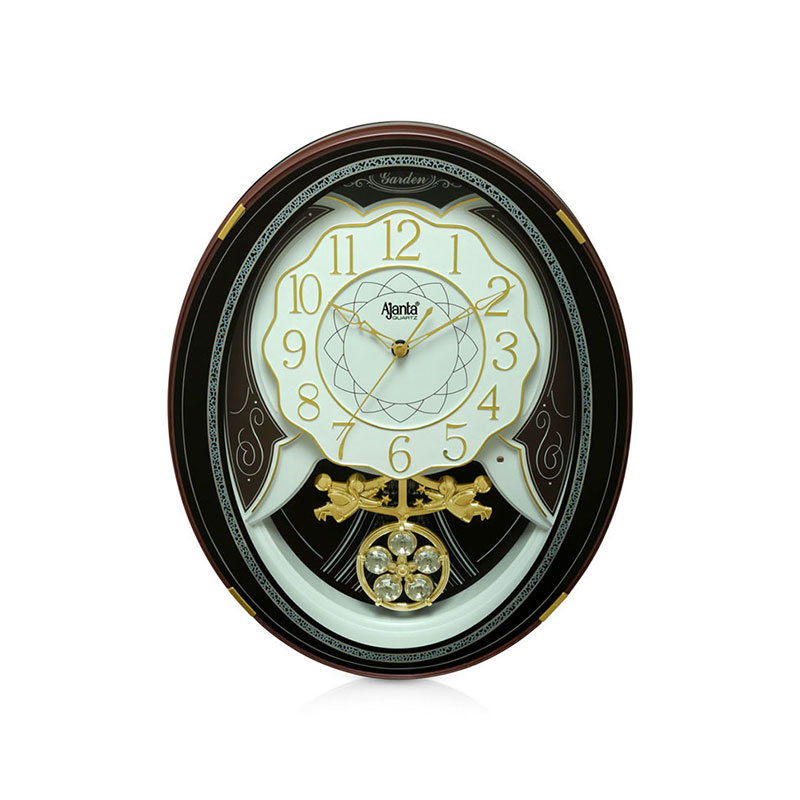 1-Classic-Musical-Pendulum-Quartz-Wall-Clock-with-Decorative-Diamonds-–-3127-–-Brown Pendulum Clock