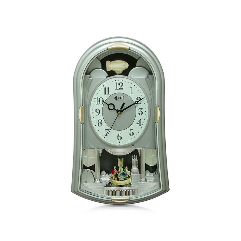 Wall Clock - Classic Musical Pendulum Quartz Wall Clock - Pendulum Clock  - 6227 - Silver