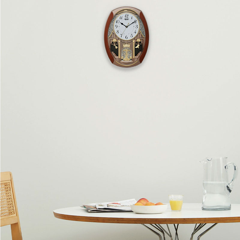2-Classic-Musical-Pendulum-Quartz-Wall-Clock-with-Decorative-Diamonds-–-2927-–-New-Copper Musical Pendulum Clock