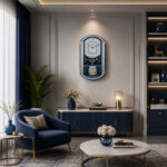 Classic Musical Pendulum Quartz Wall Clock with Decorative Diamonds – 2627 – Blue