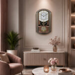 Classic Musical Pendulum Quartz Wall Clock with Decorative Diamonds – 2627 – Copper