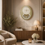 Classic Musical Pendulum Quartz Wall Clock with Decorative Diamonds – 3127 – Golden