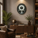 Classic Musical Pendulum Quartz Wall Clock with Decorative Diamonds – 3127 – Gun Metal