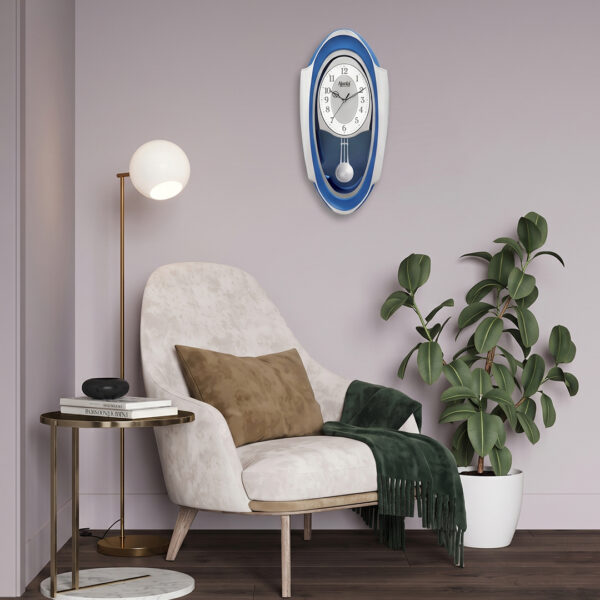 Wall Clock – Classic Musical Pendulum Quartz Wall Clock – Pendulum Clock – 1627 – Blue