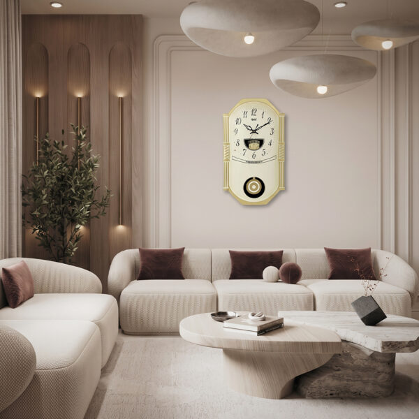Wall Clock – Classic Musical Pendulum Quartz Wall Clock – Pendulum Clock – 427 – Ivory