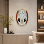 Classic Musical Pendulum Quartz Wall Clock with Decorative Diamonds - 2927 - Golden