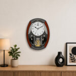 Classic Musical Pendulum Quartz Wall Clock with Decorative Diamonds - 2927 - Gun Metal