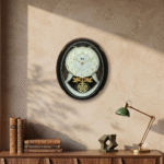 Classic Musical Pendulum Quartz Wall Clock with Decorative Diamonds - 3127 - Brown