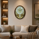 Classic Musical Pendulum Quartz Wall Clock with Decorative Diamonds   - 3327 - Golden