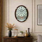 Classic Musical Pendulum Quartz Wall Clock with Decorative Diamonds   - 3327 - Silver
