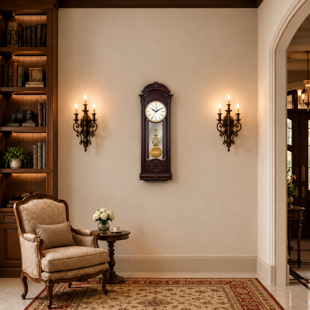 Grandfather Series Rhythmic Pendulum Clock - GF - 157 Mahogany