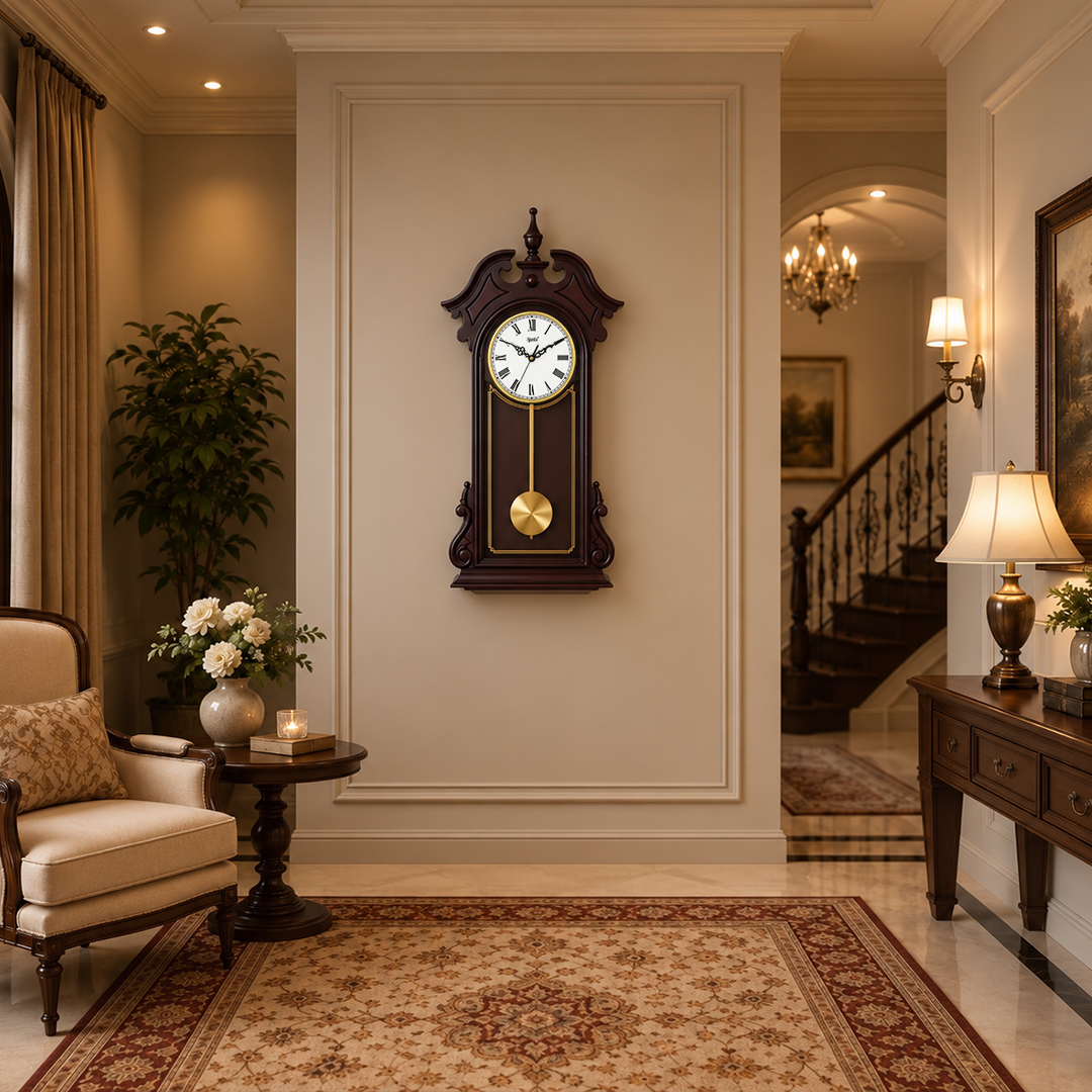 Grandfather Series Rhythmic Pendulum Clock - GF - 197 Oak Wood