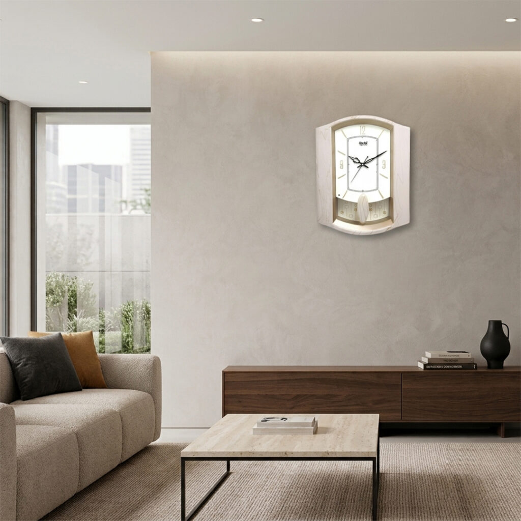 Wall Clock – Classic Musical Pendulum Quartz Wall Clock – Pendulum Clock – 1927 – Cream