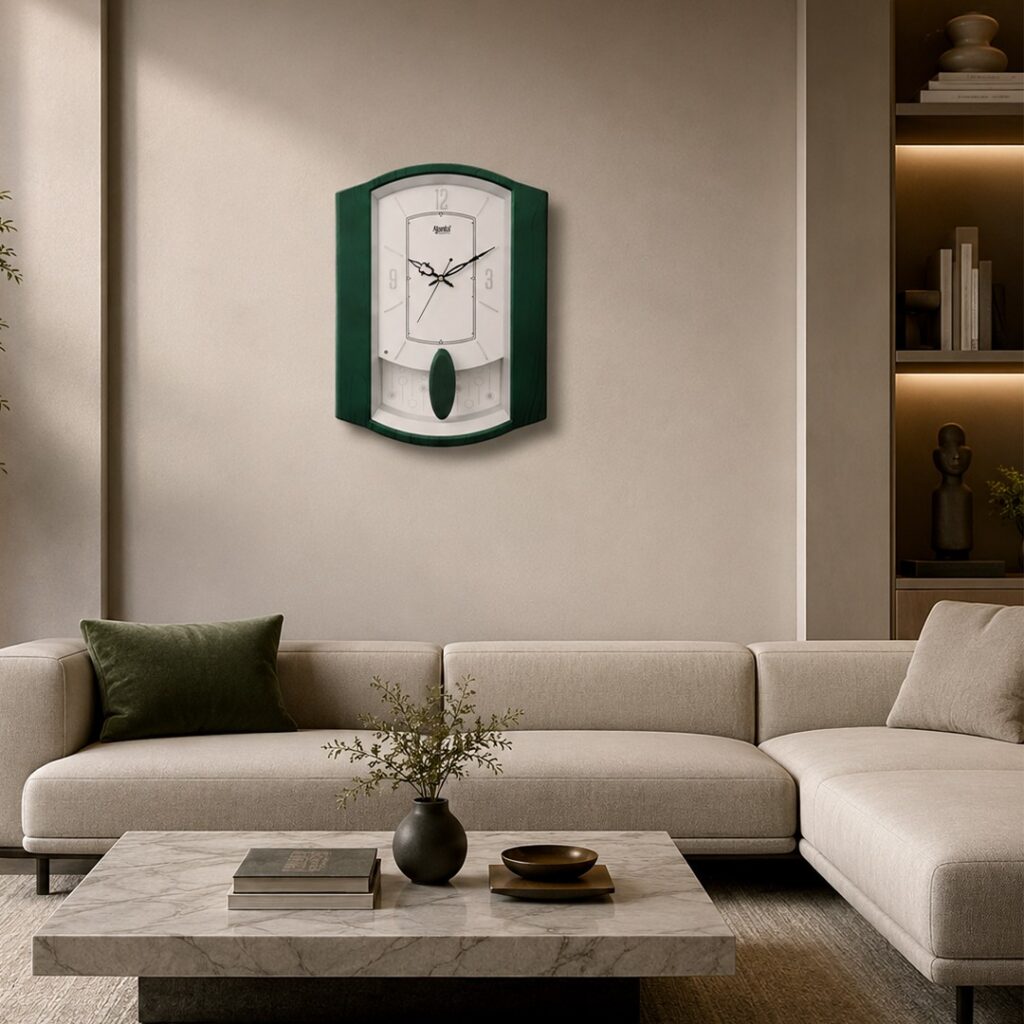 Wall Clock – Classic Musical Pendulum Quartz Wall Clock – Pendulum Clock – 1927 – Green