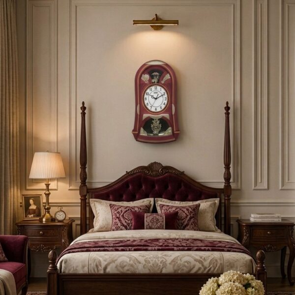 Wall Clock – Classic Musical Pendulum Quartz Wall Clock – Pendulum Clock – 4627 – Red (1)