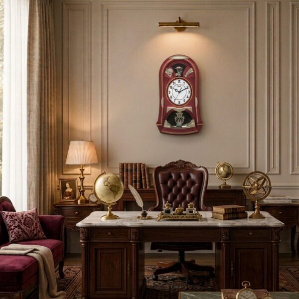 Wall Clock – Classic Musical Pendulum Quartz Wall Clock – Pendulum Clock – 4627 – Silver (1)