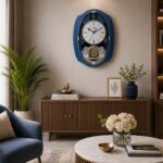 Wall Clock – Classic Musical Pendulum Quartz Wall Clock – Pendulum Clock – 6427 – Blue (1)