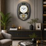 Wall Clock – Classic Musical Pendulum Quartz Wall Clock – Pendulum Clock – 6427 – Gun Metal (1)