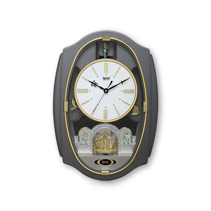 Wall Clock - Classic Musical Pendulum Quartz Wall Clock - Pendulum Clock  - 6427 - Gun Metal