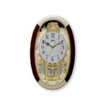 Wall Clock - Classic Musical Pendulum Quartz Wall Clock - Pendulum Clock with Swarovski Elements  - 3527 - Ivory