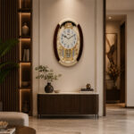 Wall Clock – Classic Musical Pendulum Quartz Wall Clock – Pendulum Clock with Swarovski Elements – 3527 – New Golden