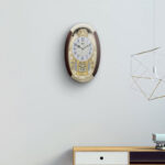 Wall Clock - Classic Musical Pendulum Quartz Wall Clock - Pendulum Clock with Swarovski Elements  - 3527 - New Golden - Image 3