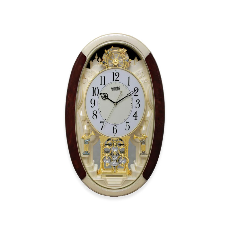 Wall-Clock-–-Classic-Musical-Pendulum-Quartz-Wall-Clock-–-Pendulum-Clock-with-Swarovski-Elements-–-3527-–-New-Golden_plain Wall Clock - Classic Musical Pendulum Quartz Wall Clock - Pendulum Clock with Swarovski Elements - 3527 - New Golden - Image 1