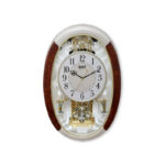 Wall Clock - Classic Musical Pendulum Quartz Wall Clock - Pendulum Clock with Swarovski Elements - 3527 - Pearl White