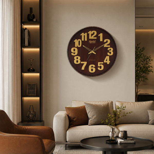 Wall-Clock-–-Designer-Clock-–-DS-447-–-Brown