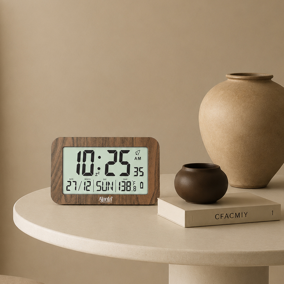 Wall Clock – Desktop Display – LCD Clock – Calendar Clock – LCD 140 – OAK Wood Wall Clock - Desktop Display - LCD Clock - Calendar Clock - LCD 140 - OAK Wood - Image 1