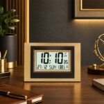Wall Clock - Desktop Display - LCD Clock - Calendar Clock  - LCD 145 - GOLDEN