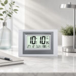 Wall Clock - Desktop Display - LCD Clock - Calendar Clock  - LCD 145 - SILVER