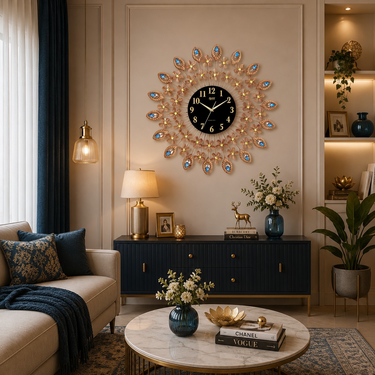 Wall Clock - Designer Clock - DS-467 - golden - Orpat Group