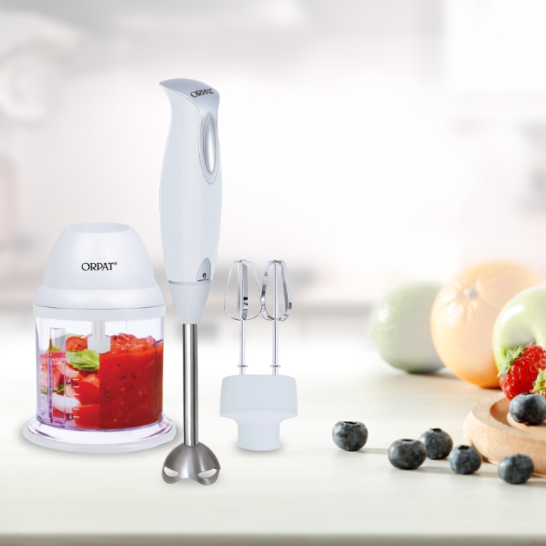 Hand Blender With Chopper and Hand Mixer – HHB-187E EC HM – 400W – White Hand Blender With Chopper and Hand-Mixer