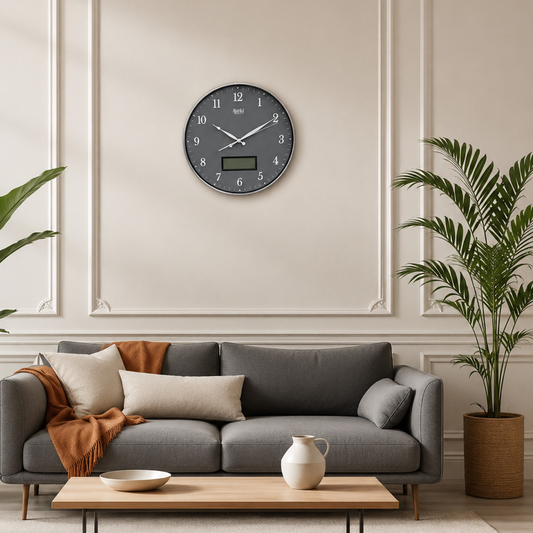 9107-1 Wall Clock - Designer Clock - 9107 - Grey - Image 1