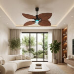 Luxury BLDC Green Leaf Plus Ceiling Fan With Remote (Wenge Teak Wood) - Image 2