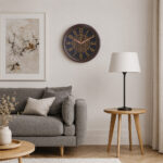 Designer Wall Clock  - 9137  - Oak wood black