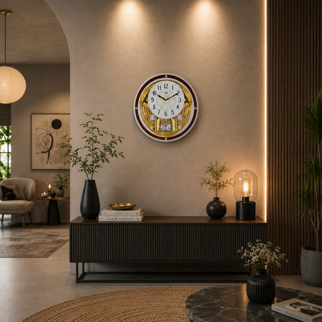 AD - Wall Clock – Musical Pendulam Clock -2827 Brown