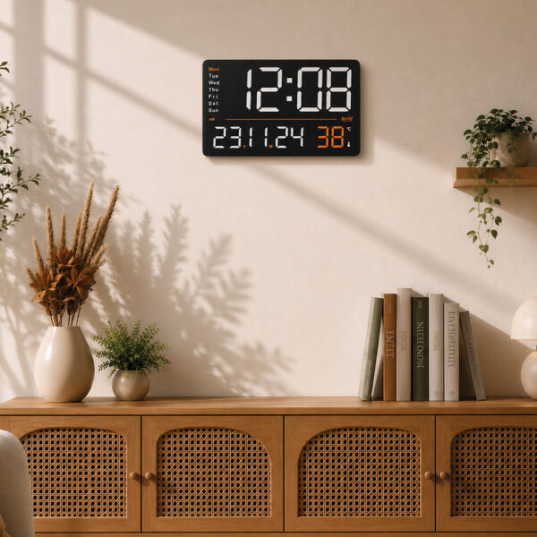 Digital Calendar Wall Clock – DC-207 MC – WHITE