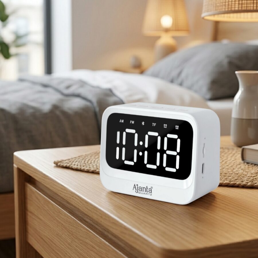 Wall Clock - Digital Clock - Digital Alarm Clock - DA-160- White