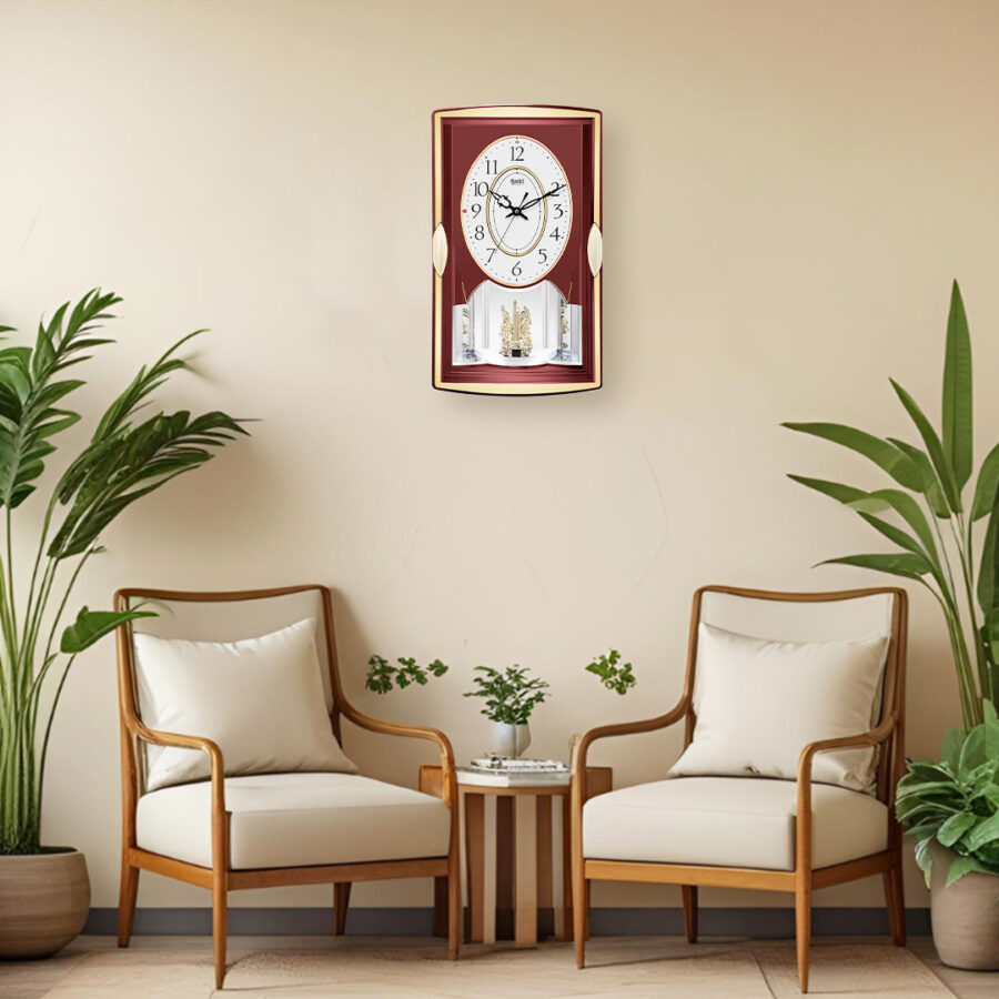 Wall Clock - Musical Pendulam Clock -6127 Red - Orpat Group