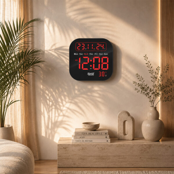 Digital Calendar Wall Clock – DC-217 - RED
