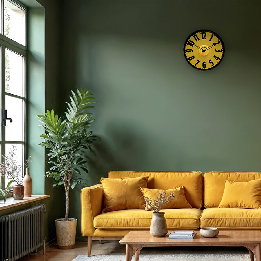 Wall Clock - Designer Clock -2647 -Yellow - Orpat Group