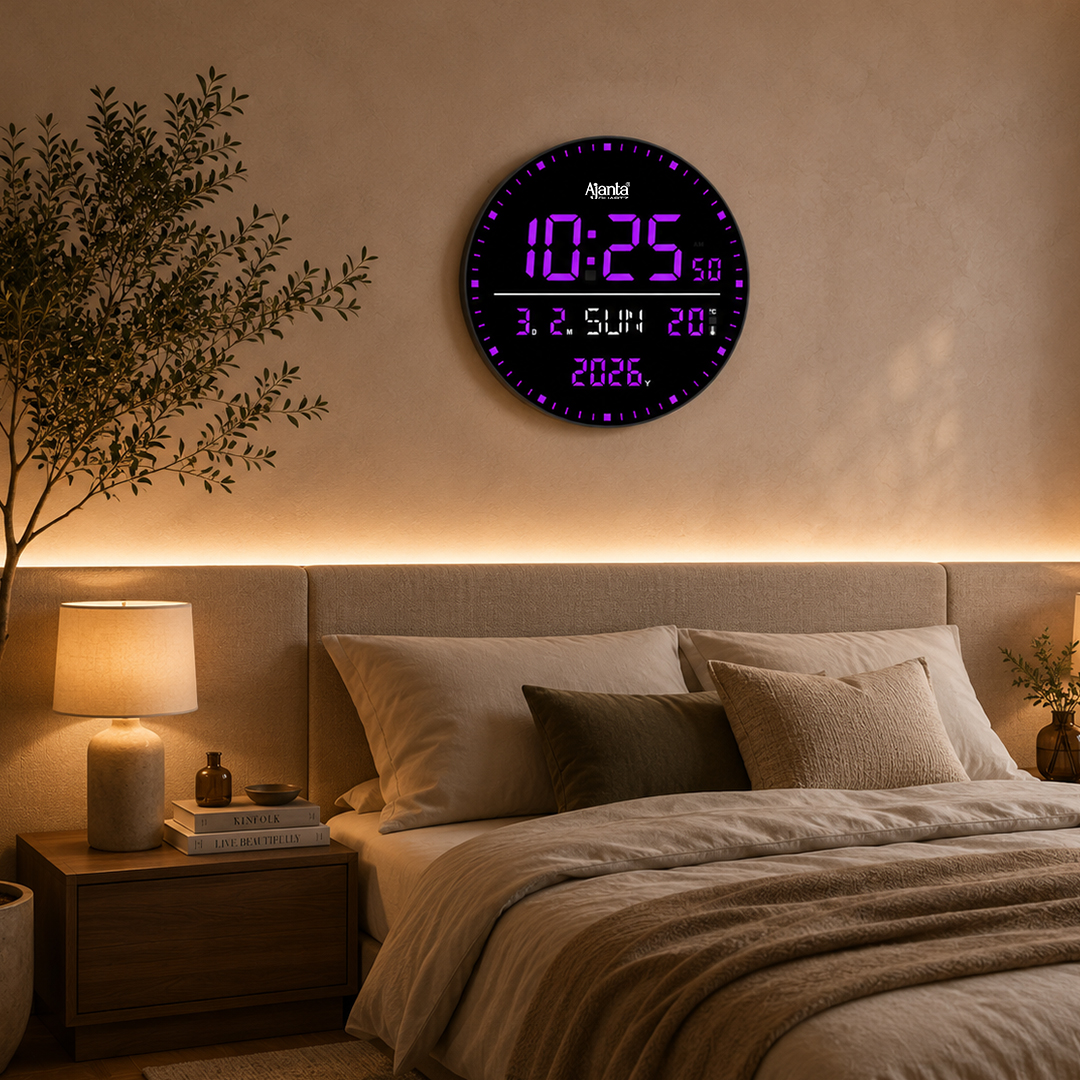 Artboard 1 copy 2 Digital Calendar Wall Clock – DC-247 MC - PURPLE - Image 1