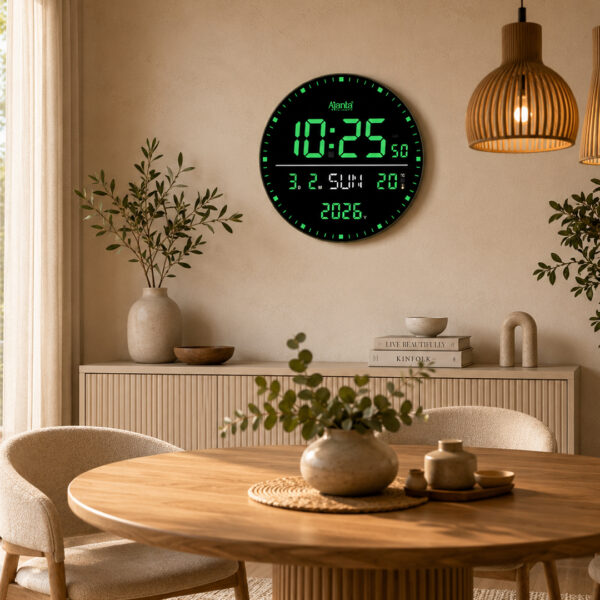 Digital Calendar Wall Clock – DC-247 MC - GREEN