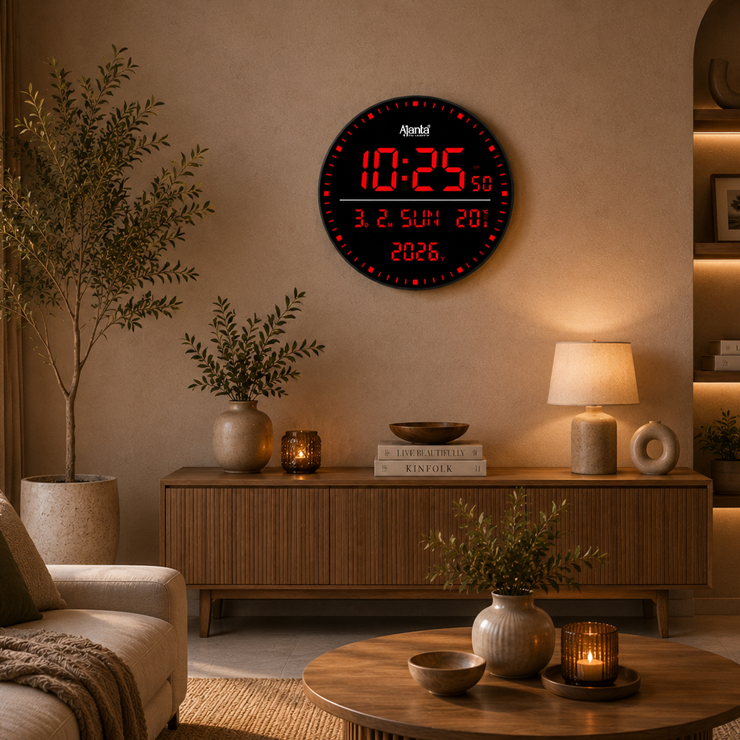 Artboard 1 Digital Calendar Wall Clock – DC-247 - RED - Image 1