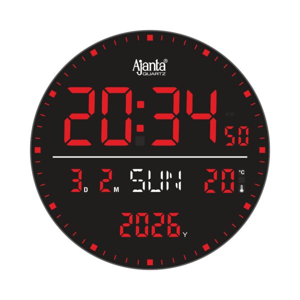 Digital Calendar Wall Clock – DC-247 - RED