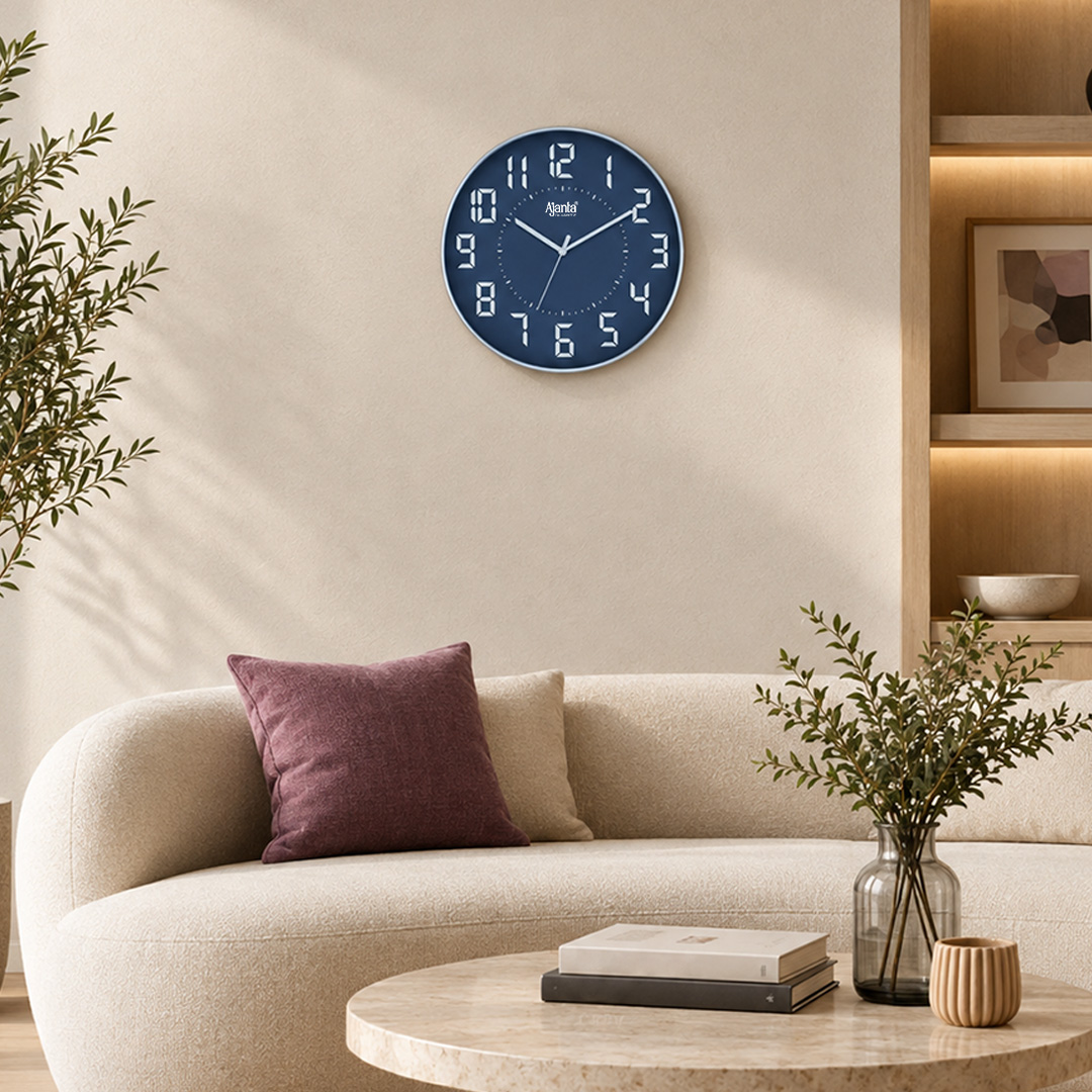 1517 FRONT ROYAL BLUE Wall Clock - Designer Clock -1517 - ROYAL BLUE - Image 1